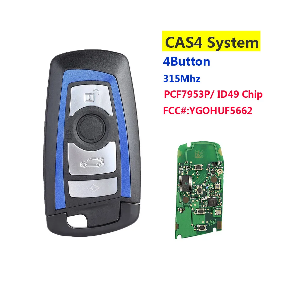 

Blue Remote Key Fob 4 Button 315Mhz/433Mhz/868Mhz PCF7953 For BMW F Chassis FEM / BDC CAS4 CAS4+