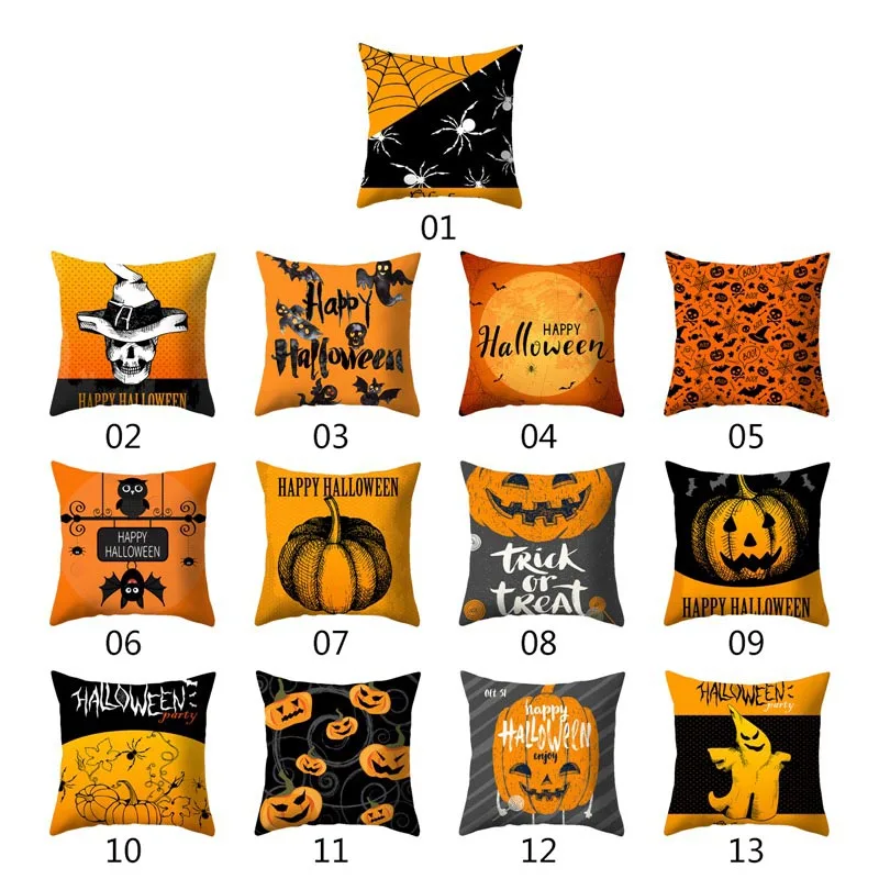 

45*45cm Holloween Pillowcase Pumpkin Ghost Witch Cushion Cover Throw Pillow Halloween Party Home Sofa Bed Chair Car Decorative