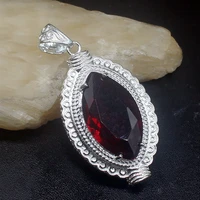 gemstonefactory jewelry big promotion 925 silver genuine blood red garnet women ladies mom gifts necklace pendant 20213643