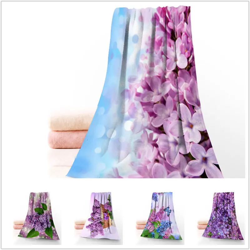 Изготовленный На Заказ сиреневого цветов 35*75 см уход за кожей лица Полотенца s для