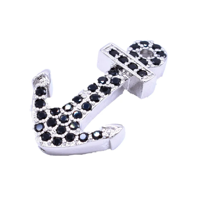 Подвеска якорь в морском стиле VOQ микро инкрустированный черный циркон подходит