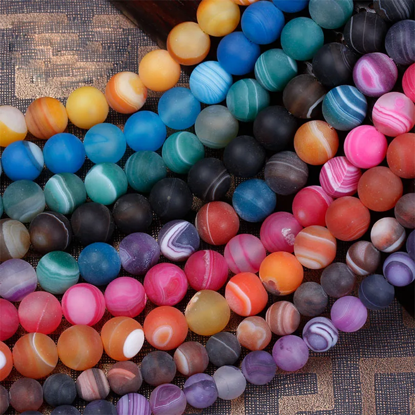 Оптовая продажа 4 10 мм матовые полосатые бусины из натурального камня агата