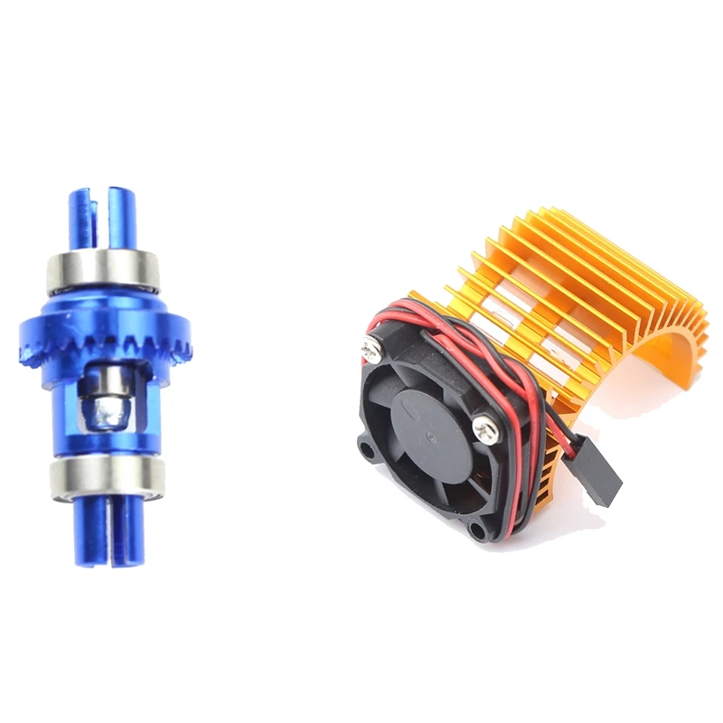 

Metal Adjustable Ball Differential Upgrade Accessories with RC Car Brushless Motor Heatsink Cover + Cooling Fan