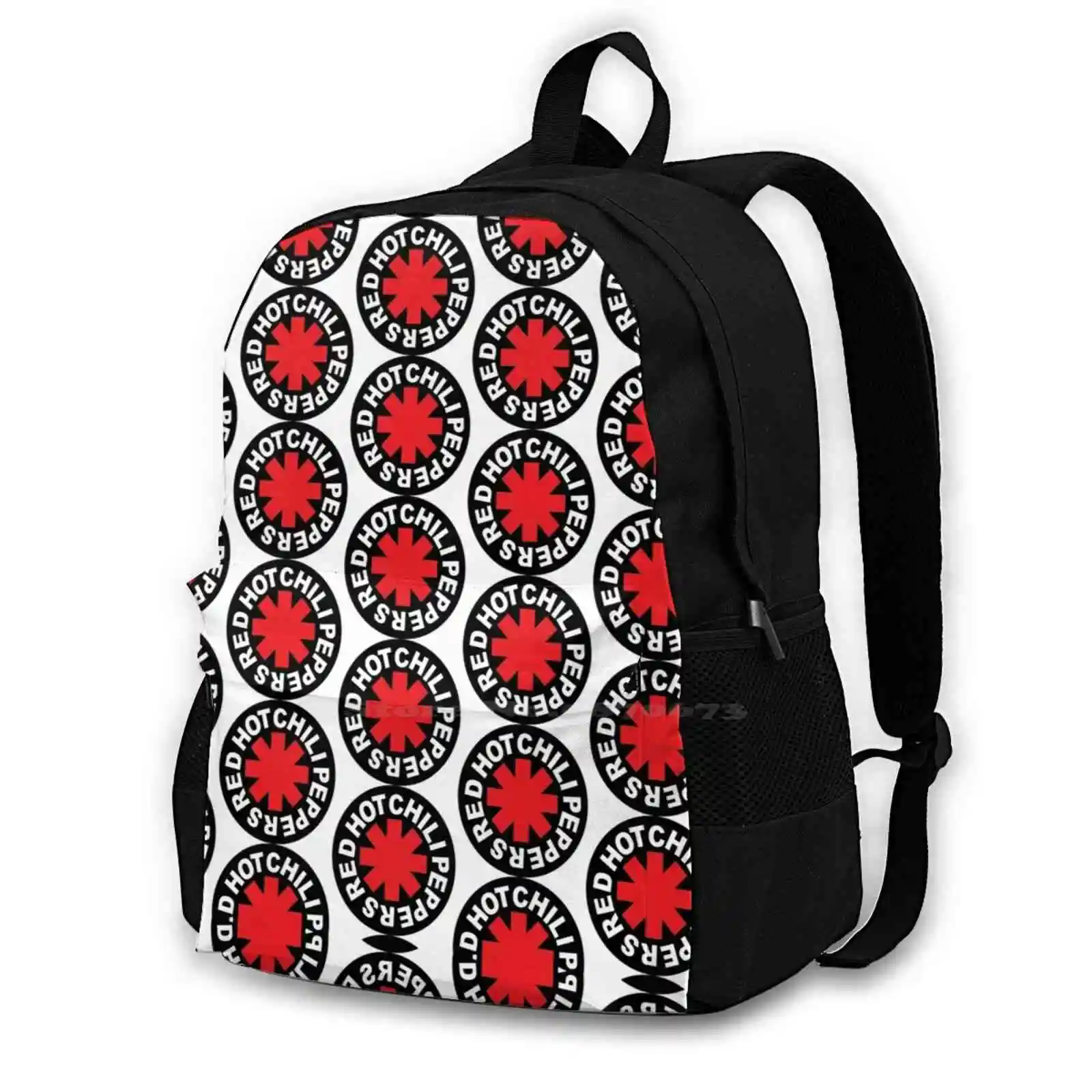 

Black-Hotred- Backpacks For Men Women Teenagers Girls Bags Official Musical Group Chili Peppers Leak Music Video Red Hot Logo