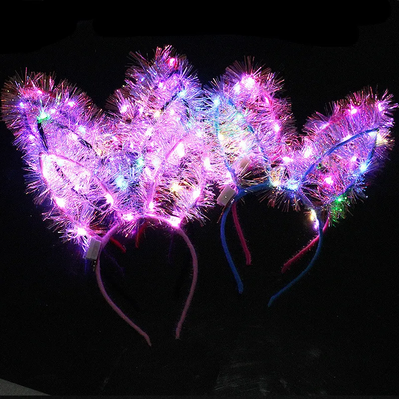 2021 Длина и кроличьими ушками пальто с светодиод мигает ободок Девушки Женщины