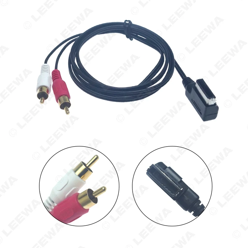 LEEWA 10X автомобильный интерфейс MDI/AMI к 2 RCA штекерному AUX кабелю для Volkswagen Audi