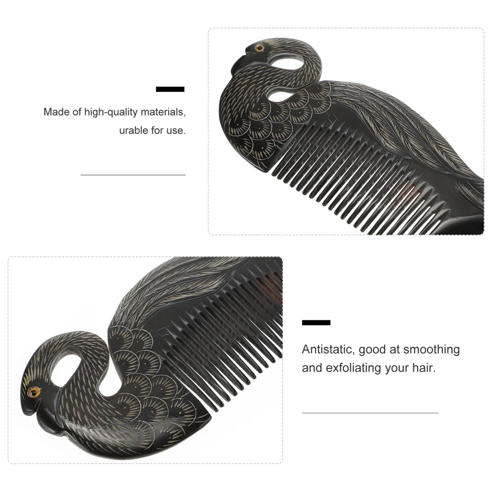 

1pc Premium Comb Ox Horn Comb Household Hair Styling Comb (Black)