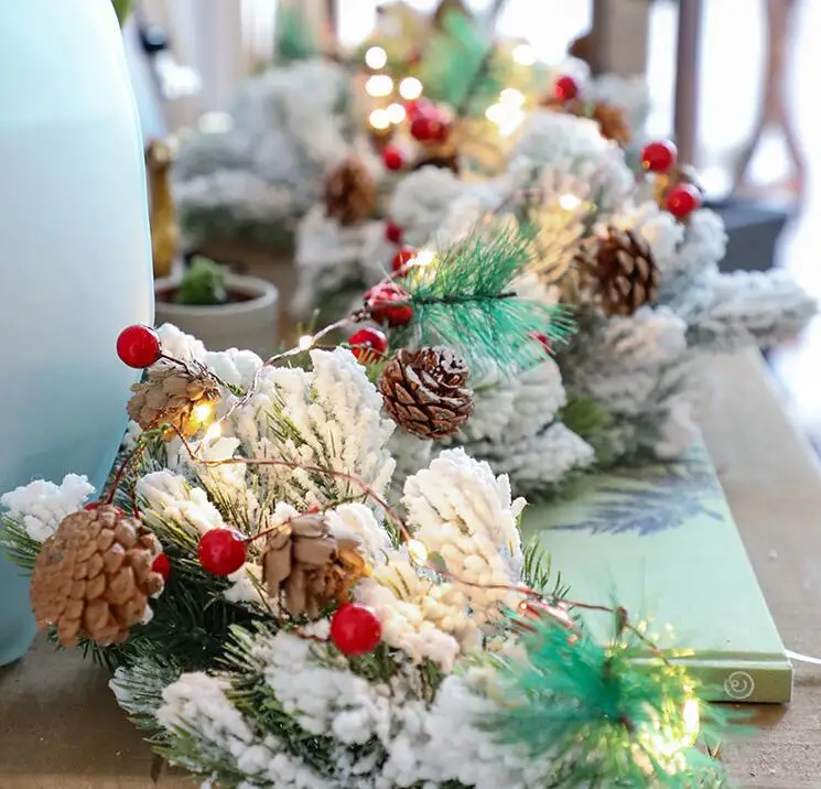 2 м 20 светодиодов шишки сосновая игла красная ягода медная проволока светильник