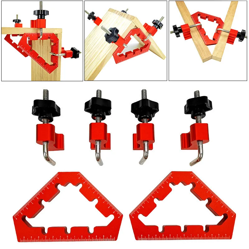 

Woodworking Triangle Auxiliary Clamps Aluminum Alloy Wood Splicing Positioning Fixed Fixture 45/90 Degrees Corner Clamping Ruler