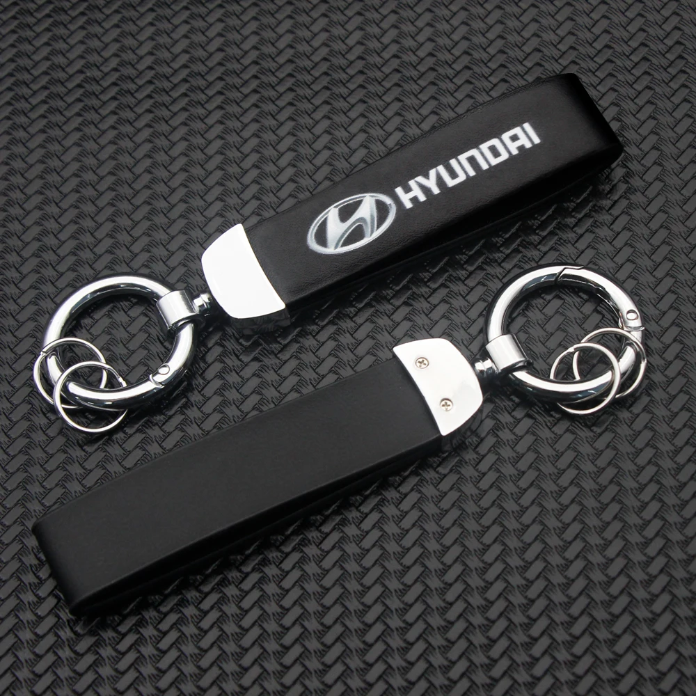 

Car Emblem Leather+Metal Keychain Key Rings Chain For Hyundai Sonata i40 i30 Tucson Genesis IONIQ Elantra Rena IX25 IX35 Goods