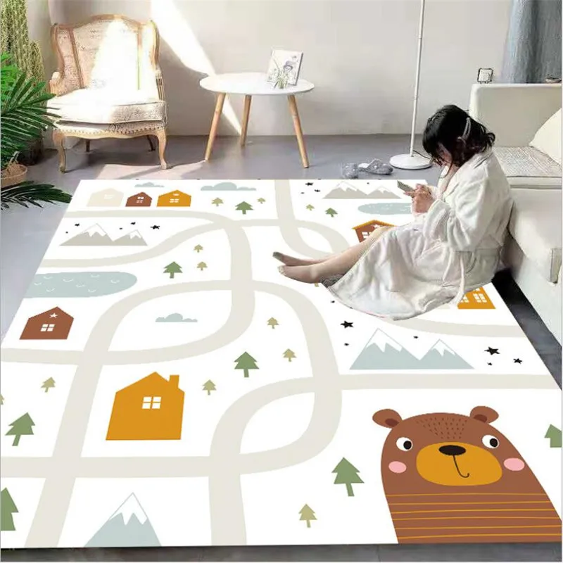 

City Streets Carpet 3D Printed Carpet Square Anti-Skid Area Floor Mat Rug Non-slip Mat Dining Room Living Soft Carpet 01