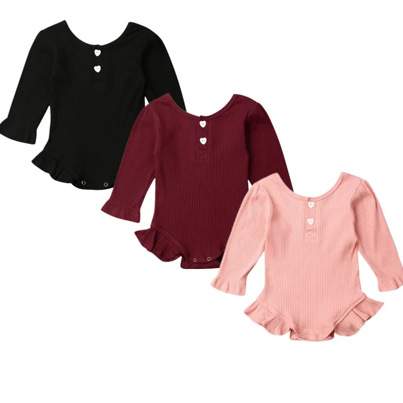 Новинка Одежда для маленьких девочек Трикотажное боди с оборками Комплекты