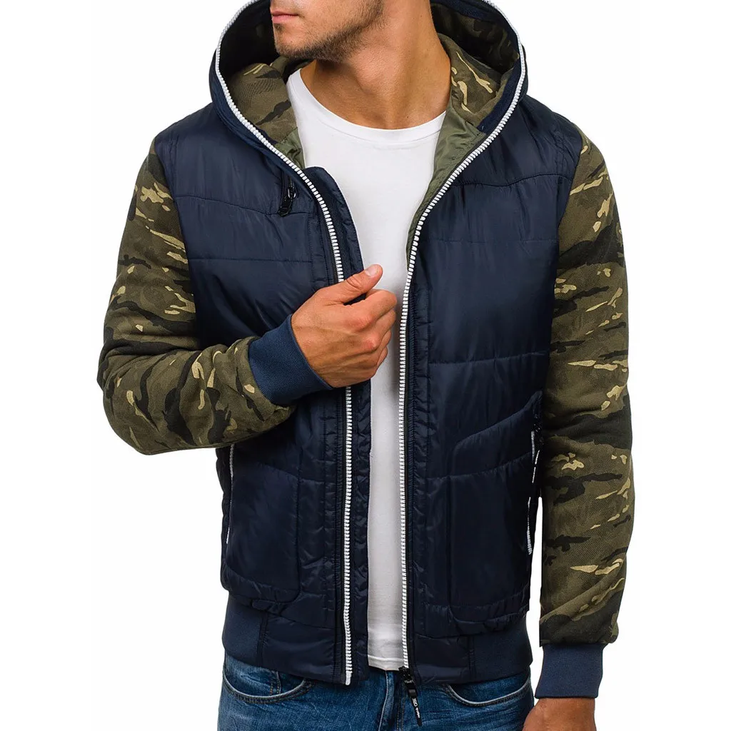 2019 Мужская куртка зимняя Осенняя теплая на молнии складываемый светильник