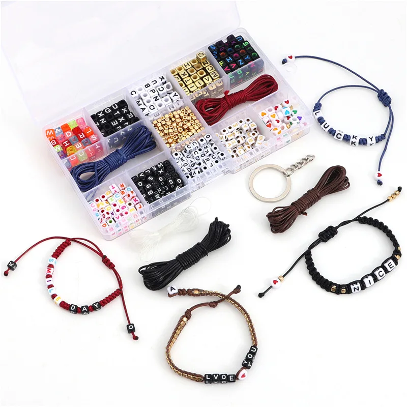 Acrylic Cube English Alphabet Spacer Beads Boxed Set DIY Bracelets Keychain Necklace Plastic Letter Beads for Jewelry Making