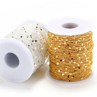 2meterslot sequins chain gold silver necklace chain metal cable chains for jewelry making components handmade diy material bulk