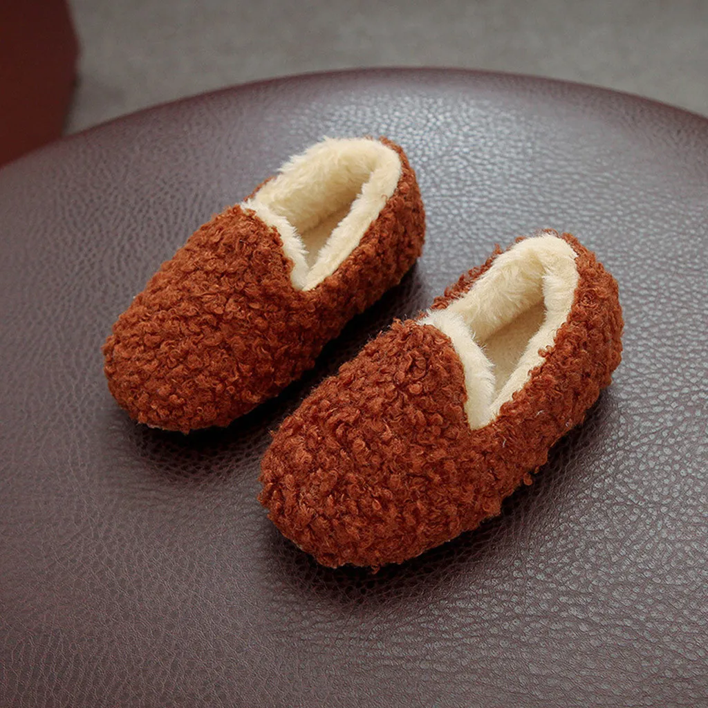 Зимние детские тапочки обувь для маленьких девочек и мальчиков модная бархатная