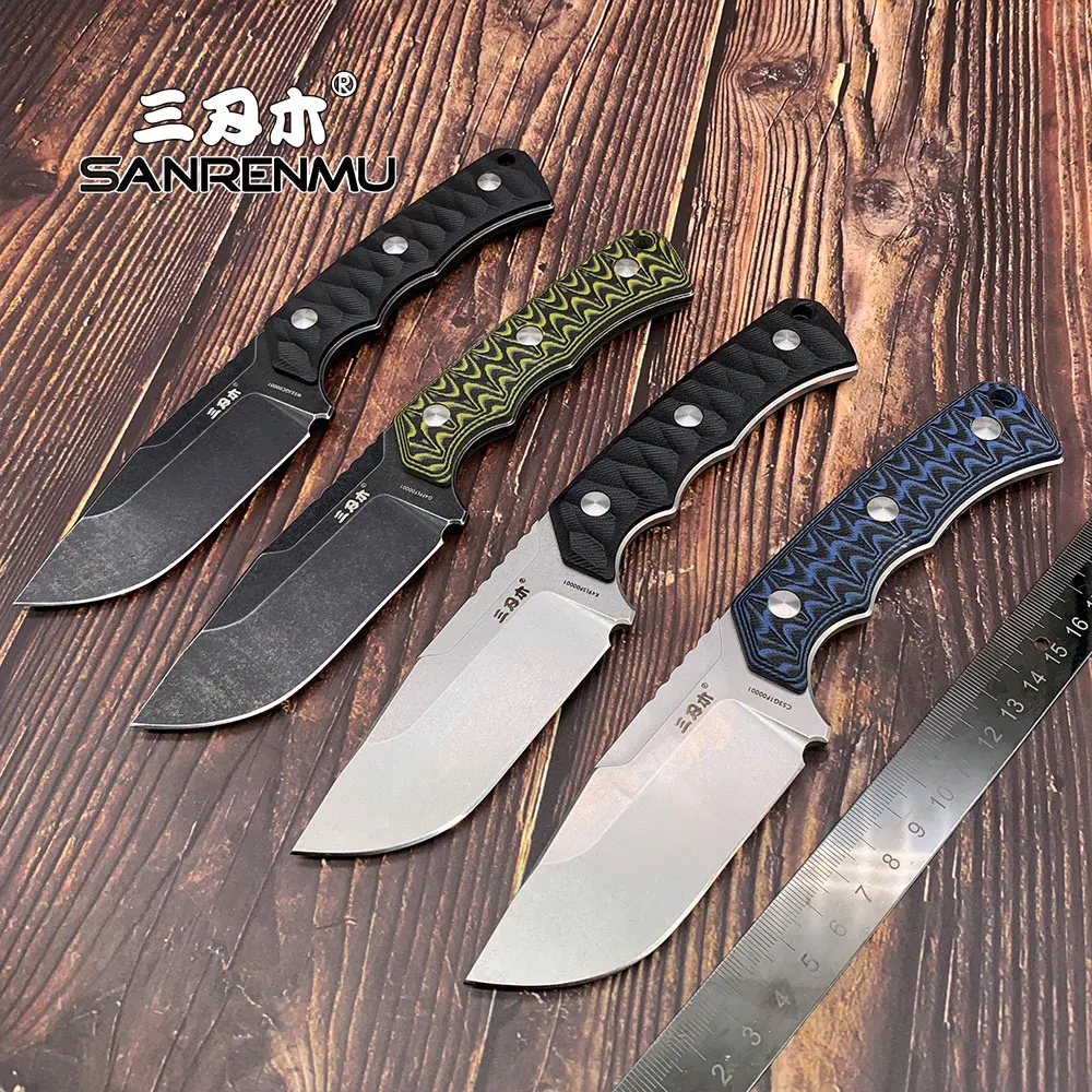 

TooL EDC Outdoor Camping Utility Survival Tactical Hunting Knives ith K Sheath Fixed Blade Knife 12C27 Blade S738 SANRENMU