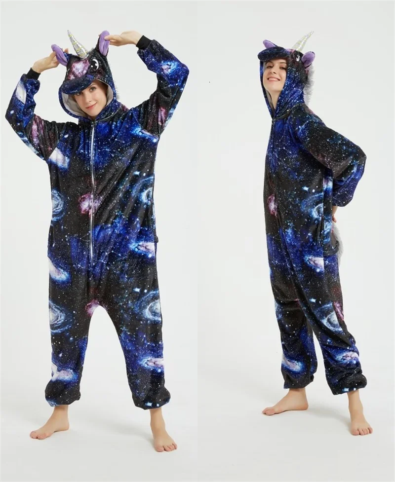 

Universe Unicorn Pajamas Green Triceratops Onesies Cartoon Kigurumi Adult Animal Jumpsuit Winter Pajama Suit Sleepwear Pijamas