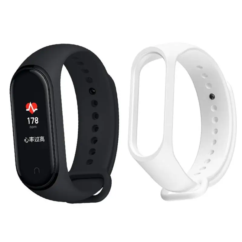 Add White Strap CN версия Xiaomi mi смарт-браслет 4 3 цвета AMOLED экран mi Band 4 фитнес-трекер Bluetooth спортивный водонепроницаемый браслет - Цвет: Add White Strap