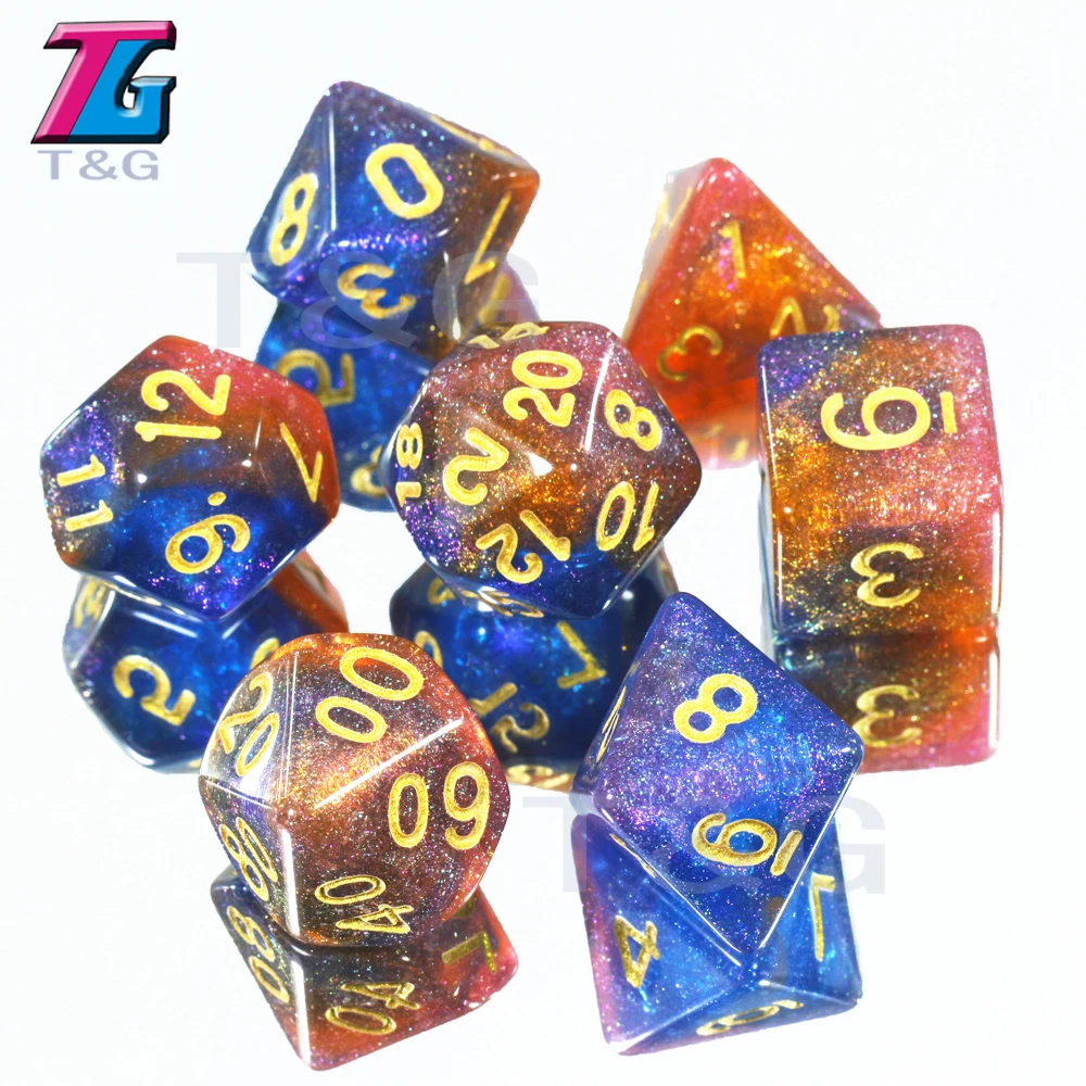 Новейшая красочная Вселенная Galaxy Dice 7 шт./компл. D4 D20 с сумкой DND RPG Подарочные