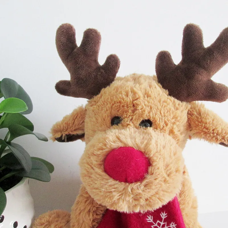 

New Lovely Christmas Reindeer Scarf Plush Stuffed Doll Toy Home Sofa Decoration Gifts For Children home decoration accessories