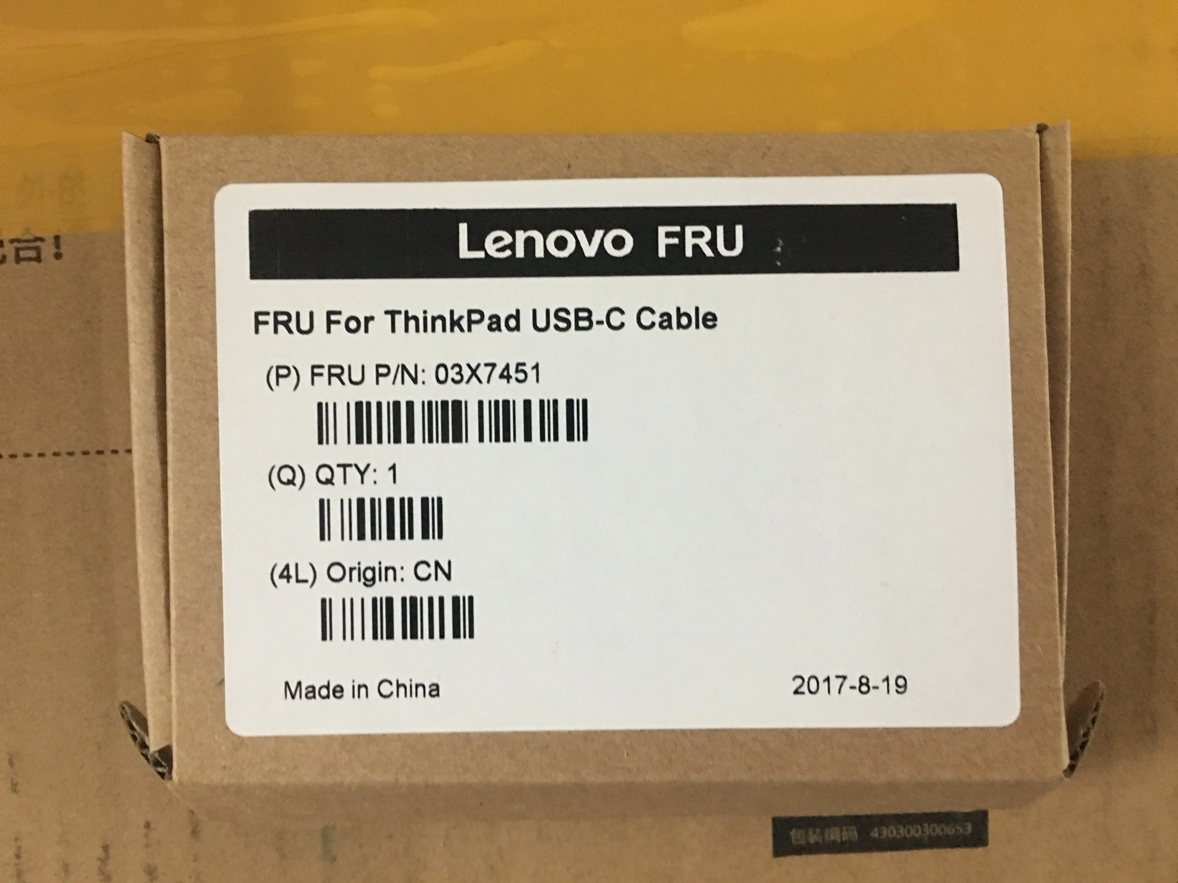 

new Genuine Lenovo ThinkPad X1 Tablet 3rd Gen T580 T570 P52S P72S USB-C type-c cable Male to Male 1M 03X7451