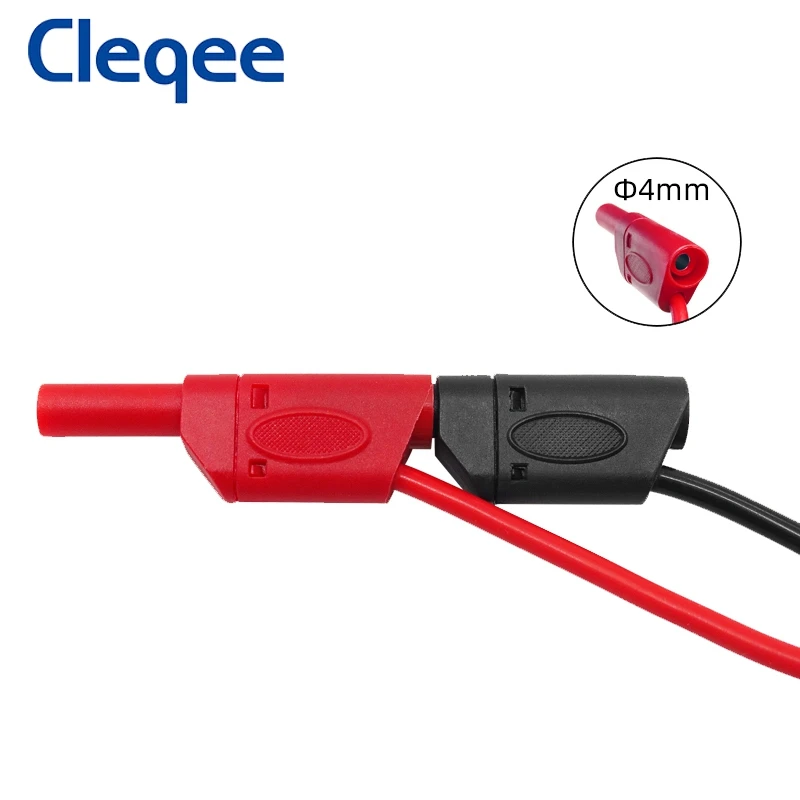 Cleqee P1018A Штабелируемый 4 мм банановый штекер к крокодиловому зажиму аллигатора