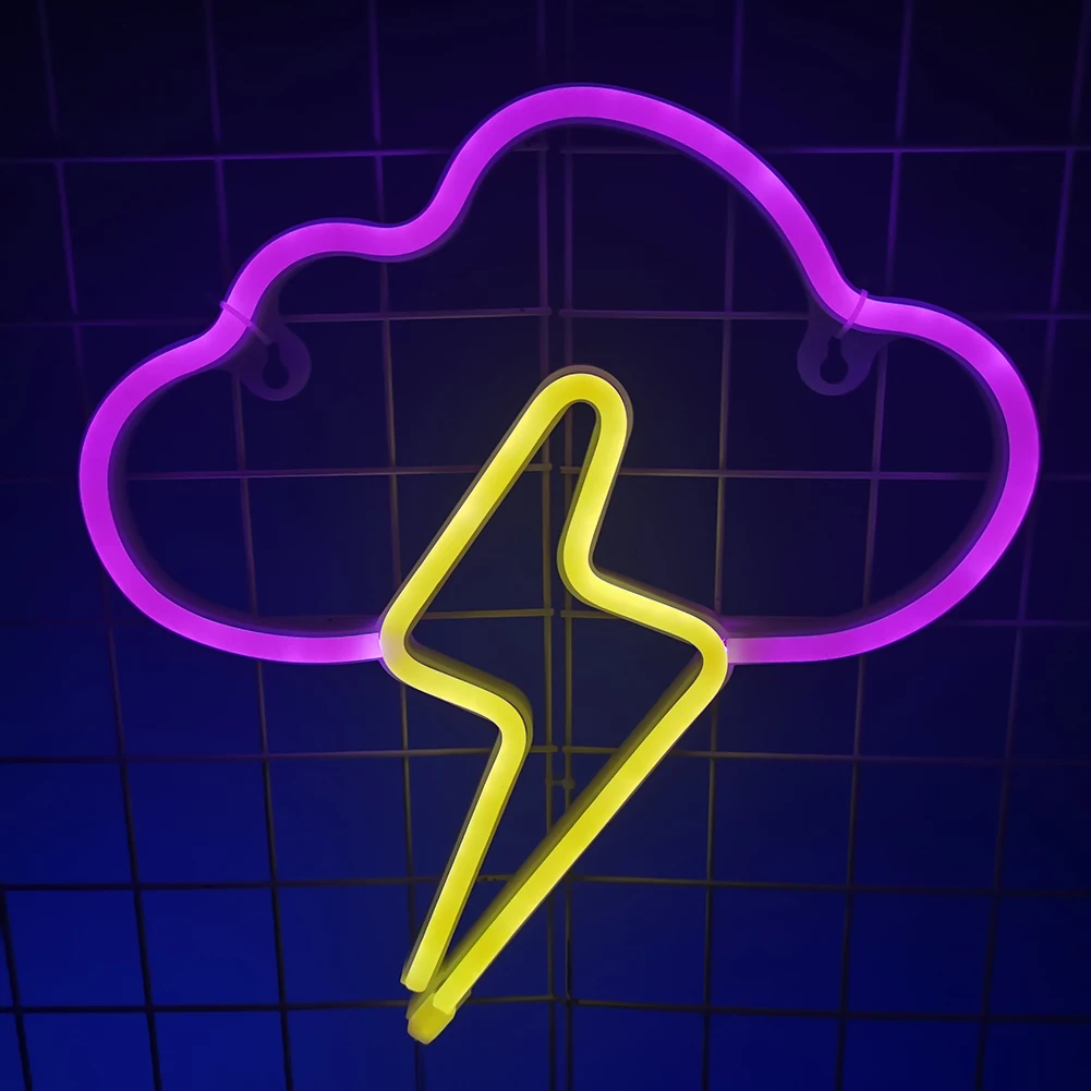 

Неоновый светодиодный светильник в виде облака, неоновая вывеска с питанием от USB и аккумулятором, атмосферный ночсветильник для спальни, д...