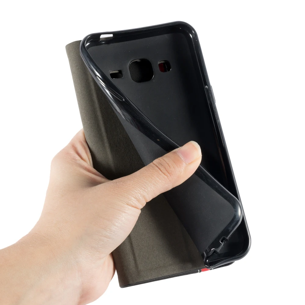 Чехол для телефона из искусственной кожи для samsung Galaxy J3, флип-чехол для samsung Galaxy J1, деловой чехол, Мягкая силиконовая задняя крышка из ТПУ