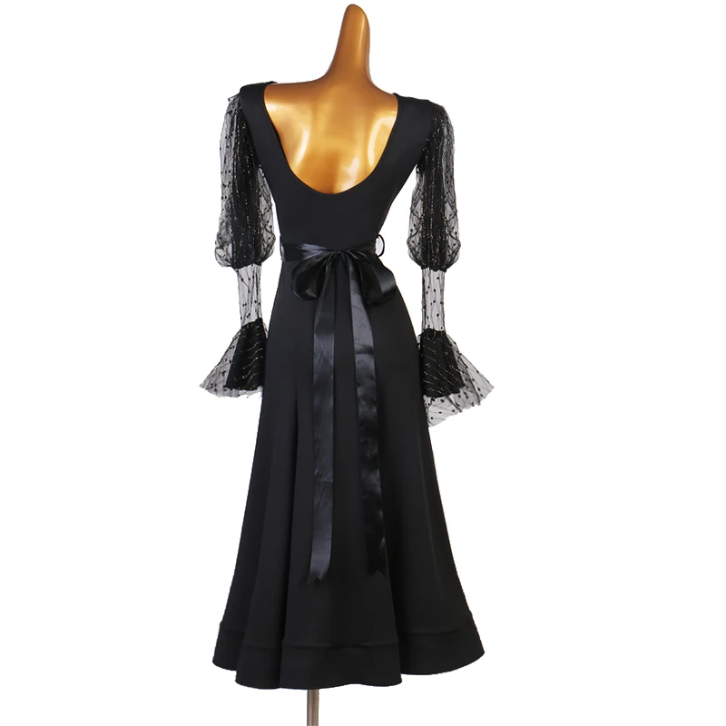 Новинка настраиваемый костюм для бальных танцев платье выступлений черная