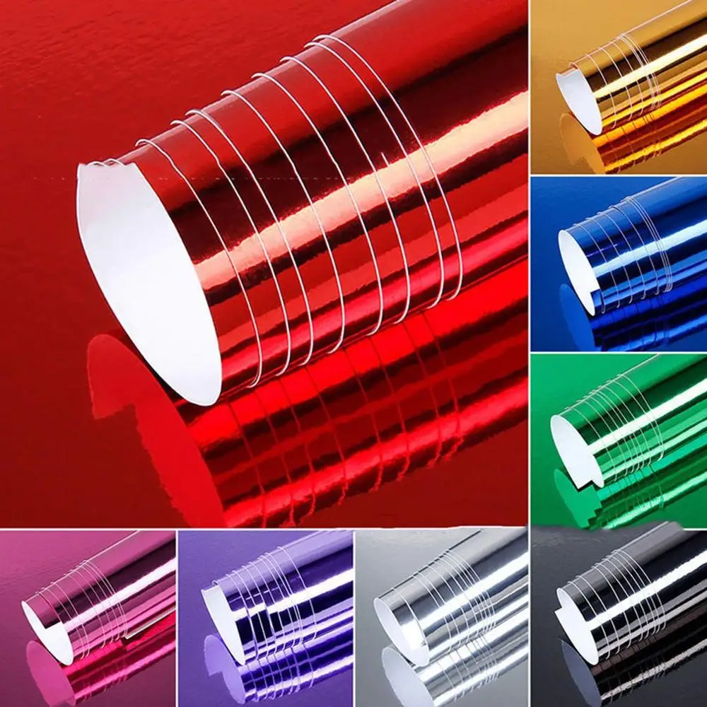 

Chrome Mirror Vinyl Film Wrap Sticker Decal Stretchable Reflective Super Gloss Car Full Body Wrap Sticker Styling Parts