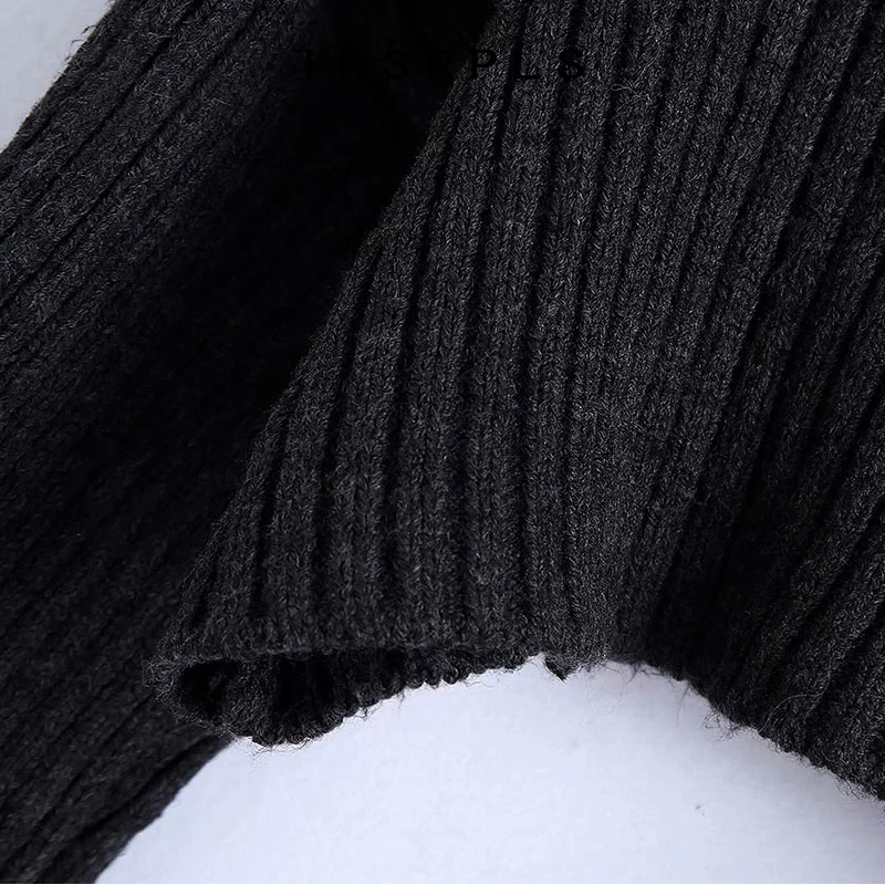 

INSRPLS Women Fashion Thick Warm Cropped Knitted Sweater Vintage High Neck Long Turn-up Sleeves Female Pullovers Chic Tops