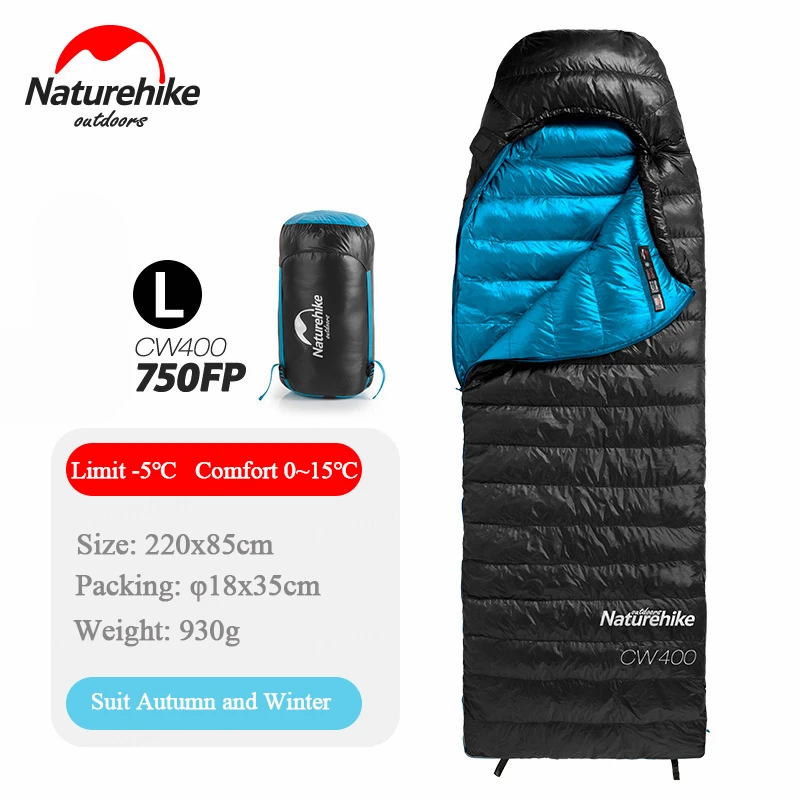 Winter L Black Naturehike CW400 спальный мешок с белым гусиным пухом, зимний теплый спальный мешок s NH18C400-D - Цвет: Winter L Black