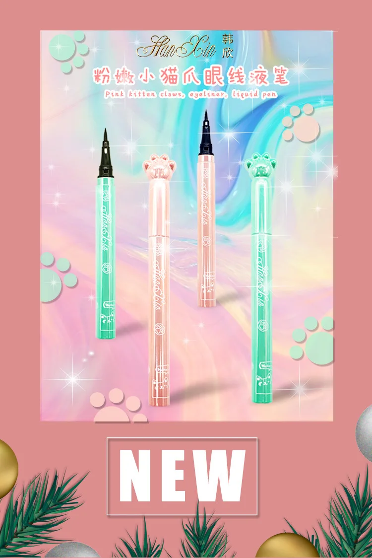 

Pink Cat's Paw Eyeliner Waterproof Sweat-Proof Long-Lasting MakeupCute Girl Hx9023 magnetic eyeliner glitter eyeliner