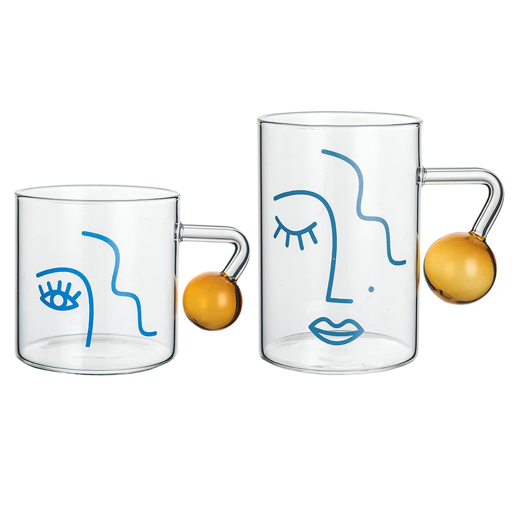 Стеклянная кружка для дома и офиса питьевая горячего холодного кофе молока сока