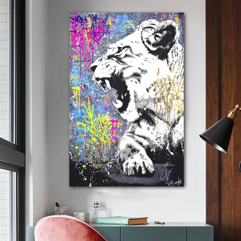RELIABLI искусство Лев постеры с животными и принты граффити живопись на холсте Wall ART