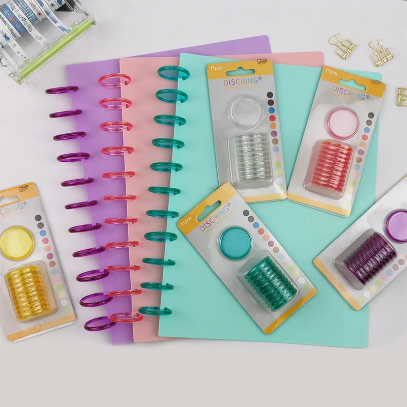 

11pcs/1box Notebook Mushroom Hole Loose-leaf Disc Binding Planner Ring Binder A5 Rings Disc Bound Notebook Disc School Supplies