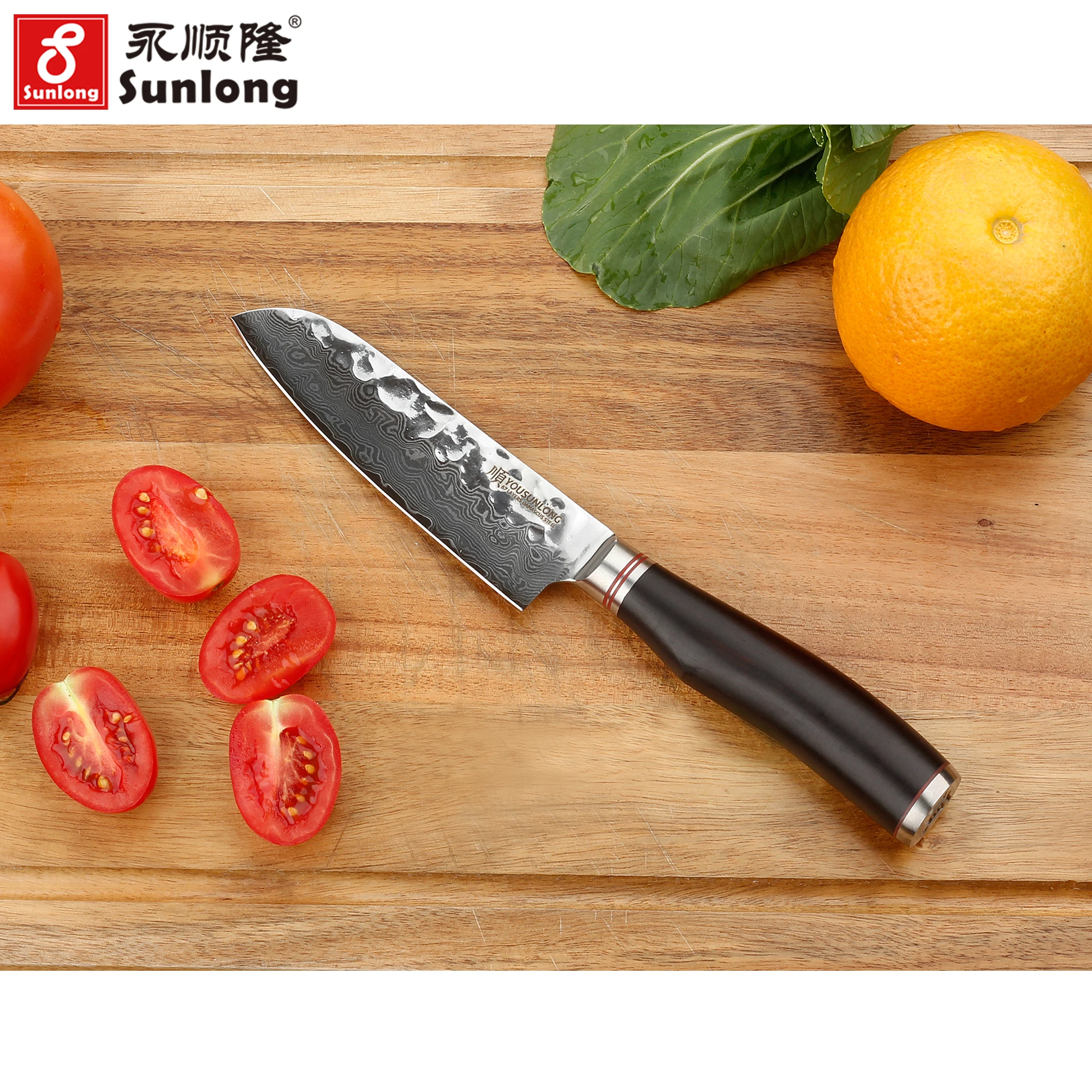 YOUSUNLONG Santoku нож 5 дюймов ножи для столовых приборов японский 67 слоев VG 10 вбитая