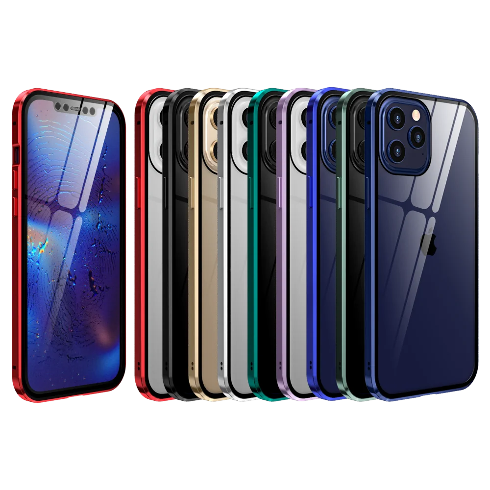 Роскошный 360 металлический 9H закаленное стекло iphone 12 чехол для телефона 12mini 12pro max