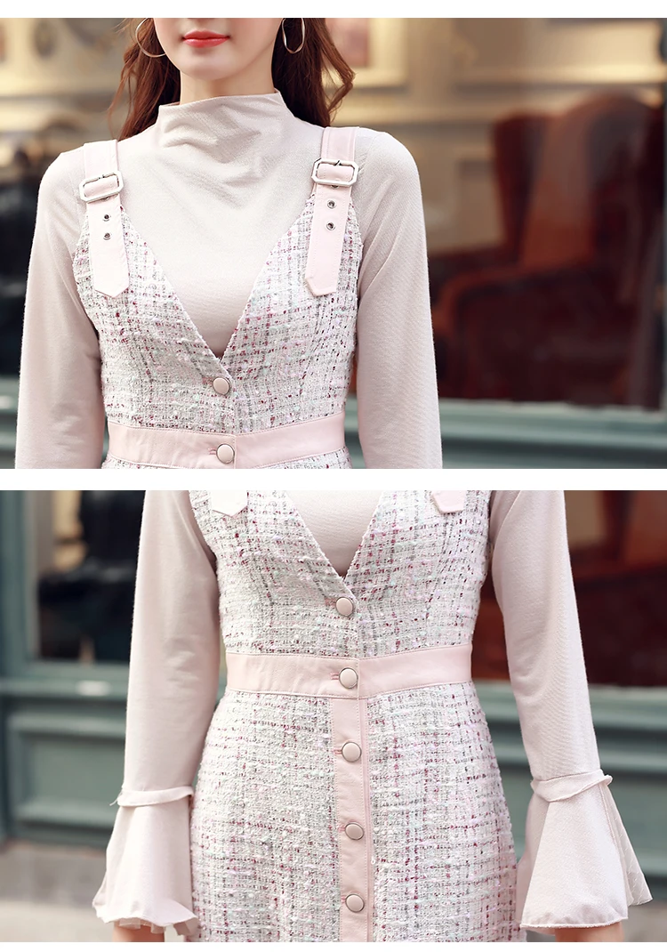 Взлетно посадочной полосы твид платье на тонких бретельках 2019 осень зима Для