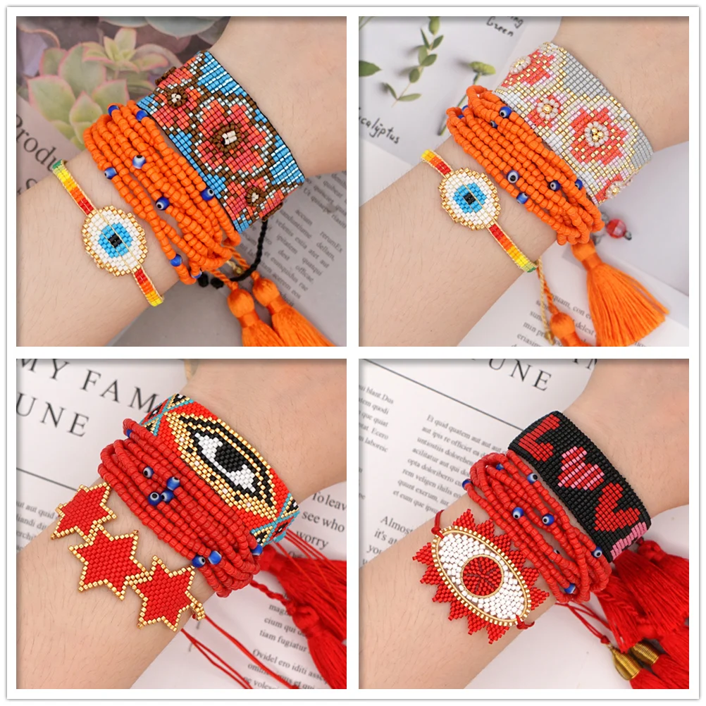 Браслет ZHONGVI в стиле бохо модный браслет с цветком сливы 3 шт. одном наборе