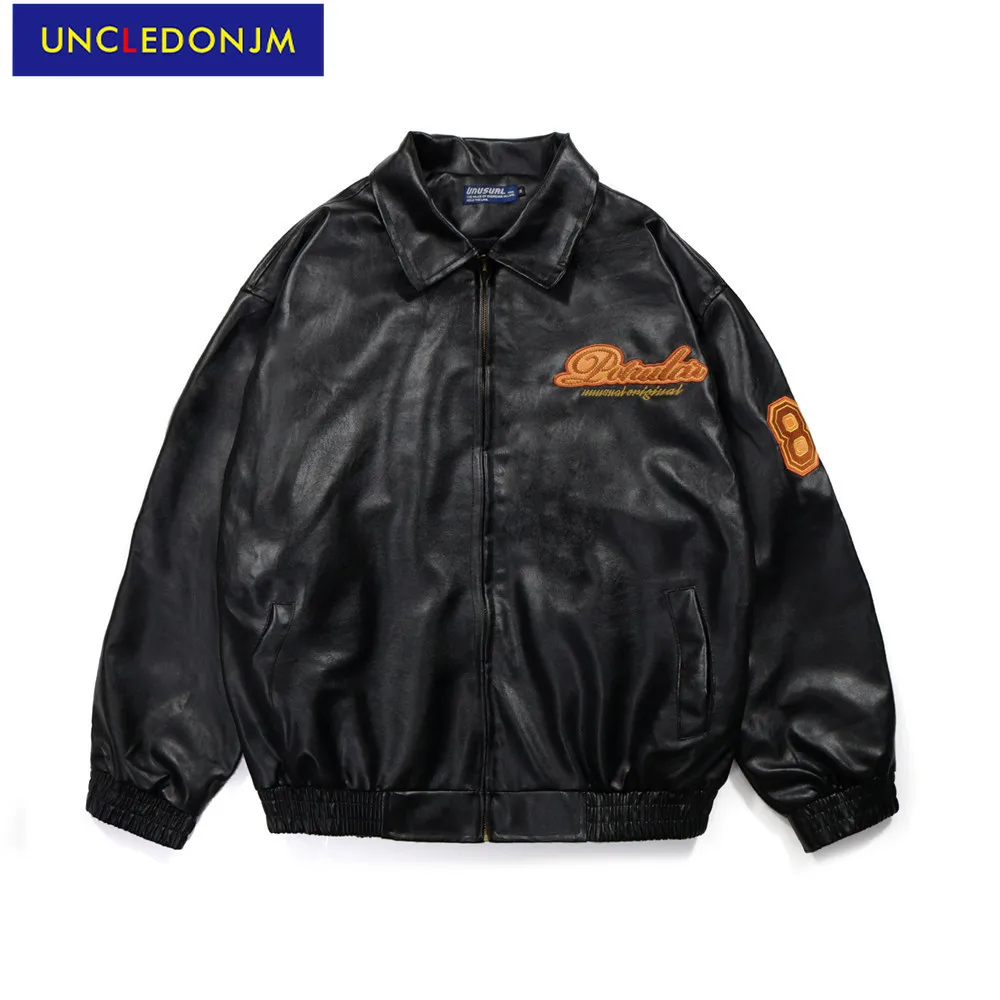 

UNCLEDONJM Pu leather jacket for men street wear biker jacket for men motorcycle jacket Faux Leather Leather & Suede D032