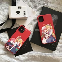 miss kobayashis dragon maid anime phone case for iphone 7 8 6 6s plus xr x xs 11 12 13 pro max mini red candy colors cover coque