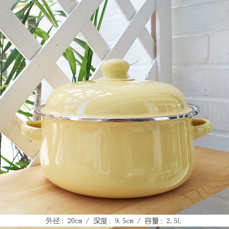 Конфетный цвет фарфоровая эмалированная кастрюля для супа маленький горячий