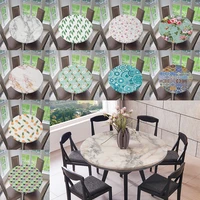 waterproof non slip round elastic table cover classic pattern table cloth table top cover