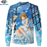 sonspee maiden anime sakura card captor sweatshirt 3d printing men women spring autumn harajuku man oversize sweatshirts kid top