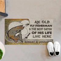 personalized an old fly fisherman the best catch of his life live here slip doormat door floor mats carpet decor porch doormat