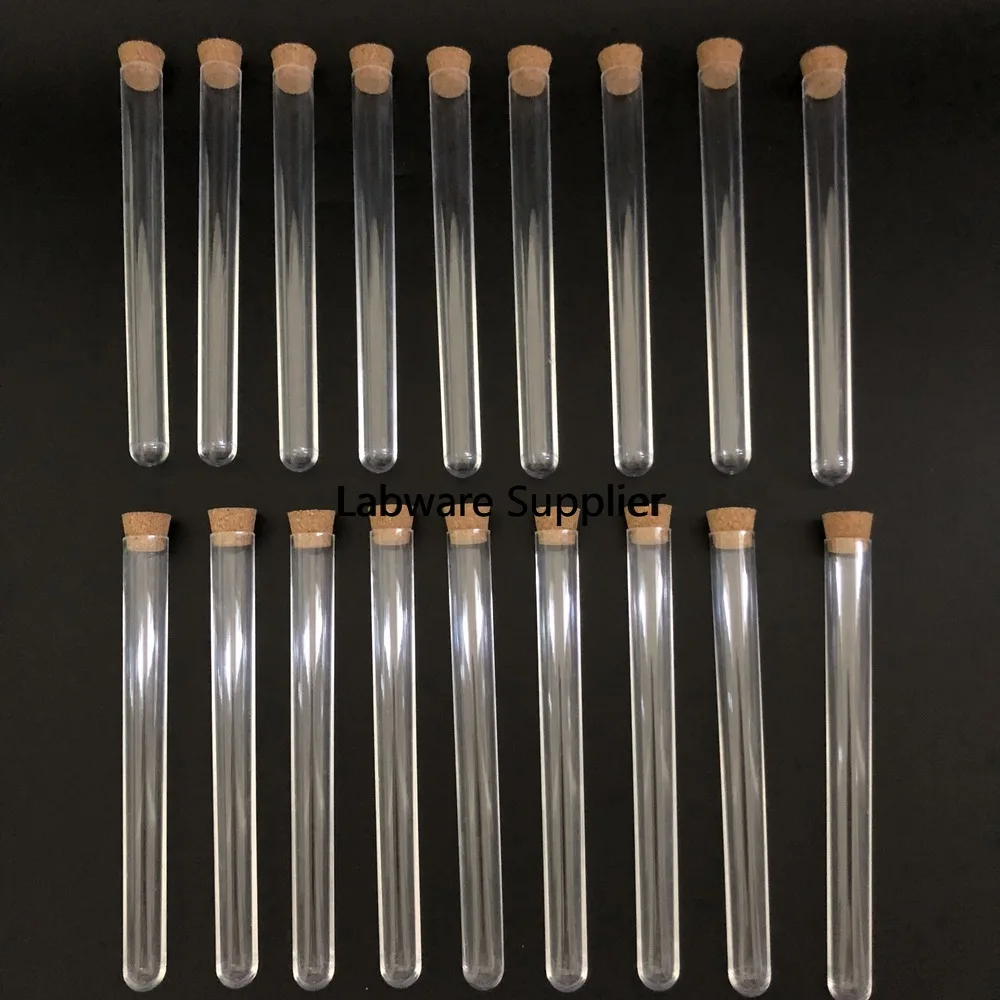 10 шт./упак.) 15x150 мм прозрачные пластиковые пробирки с пробковая заглушка u-форма bottem используется для лаборатории или свадебного флакона