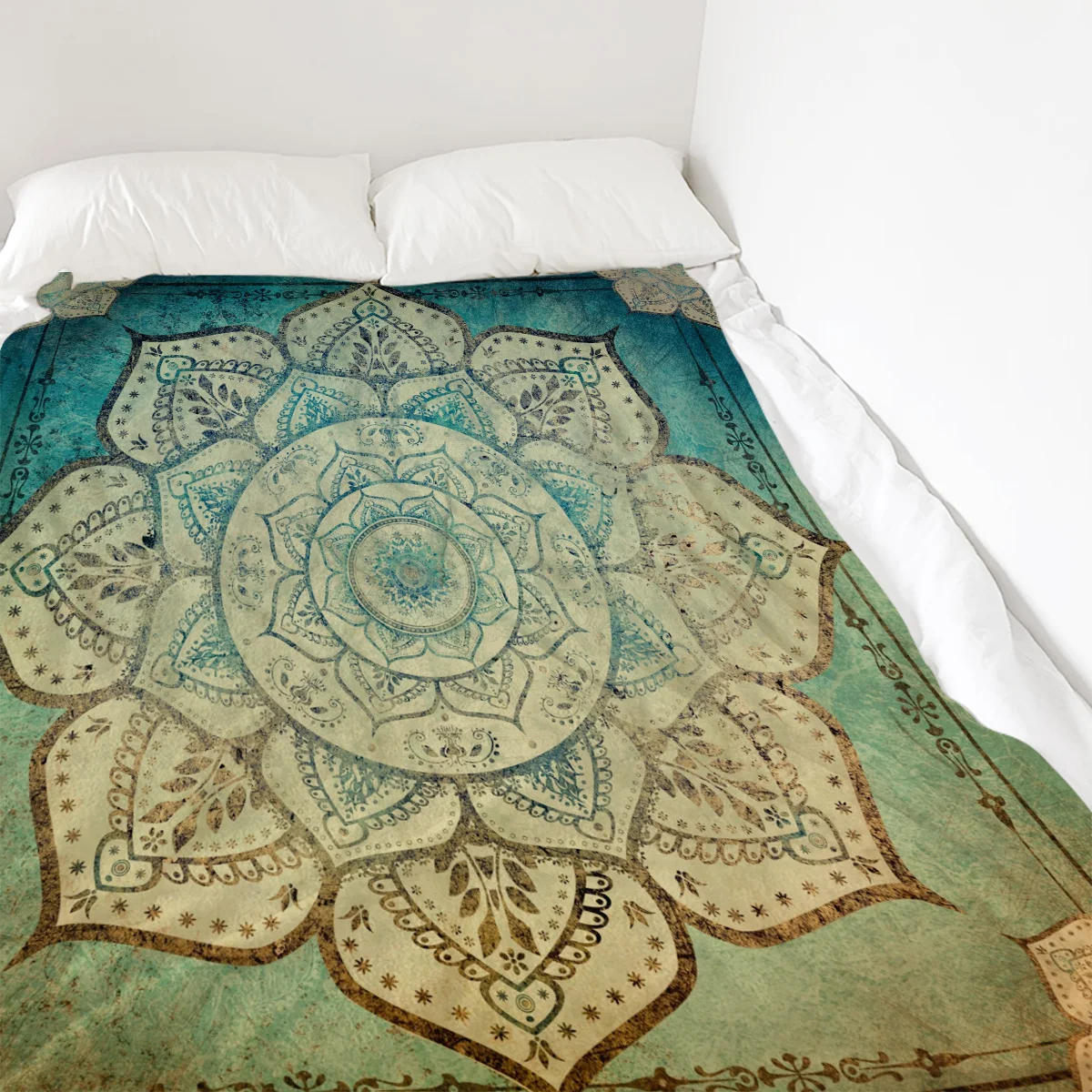 Одеяло для сна с выцветшим богемным принтом мандалы мягкое удобное бархатное
