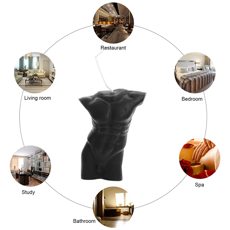 Свеча искусства "Человеческое тело" 3D Сексуальный обнаженный мужчина Ароматизированный соевый воск Растительное эфирное масло Декор для дома Подарок.